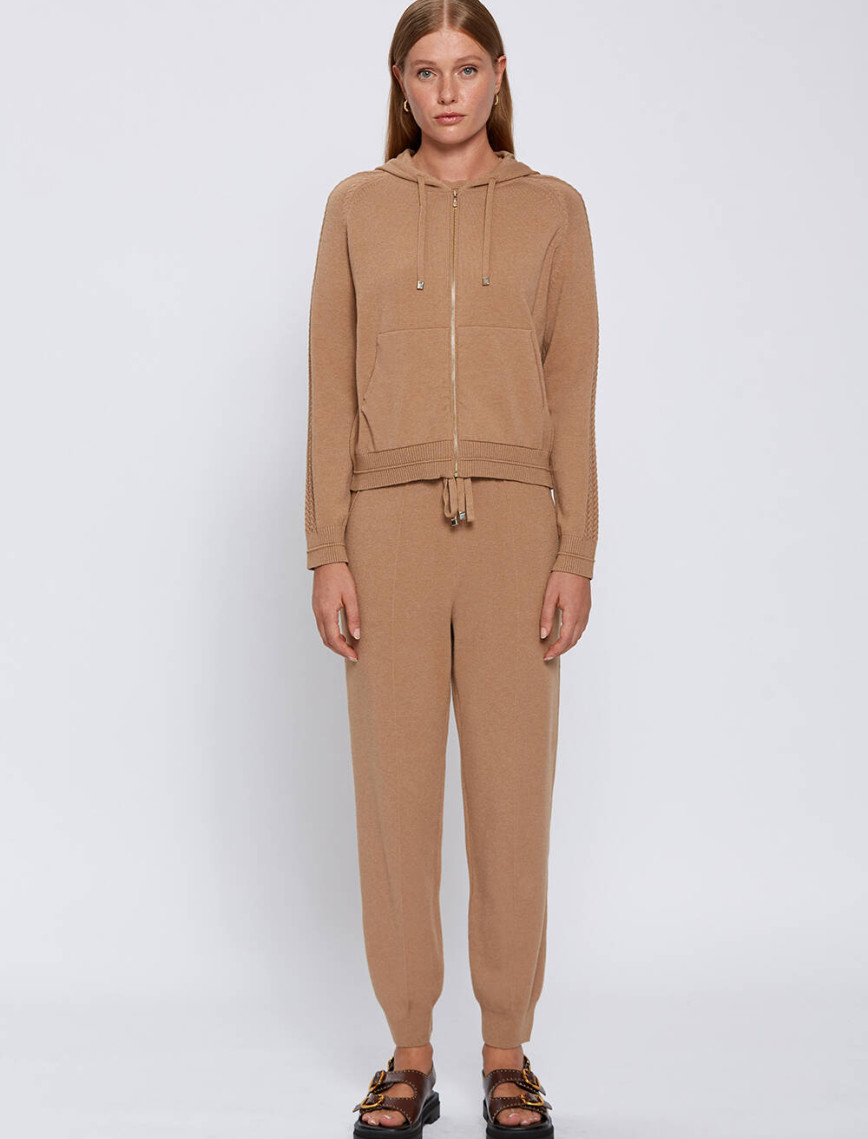 Knitss Kapüşonlu Camel Triko Hırka Knitss Kapüşonlu Camel Triko Hırka