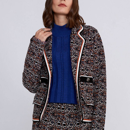 Knitss Jakar Desenli Taşlı Düğmeli Triko Ceket Knitss Jakar Desenli Taşlı Düğmeli Triko Ceket