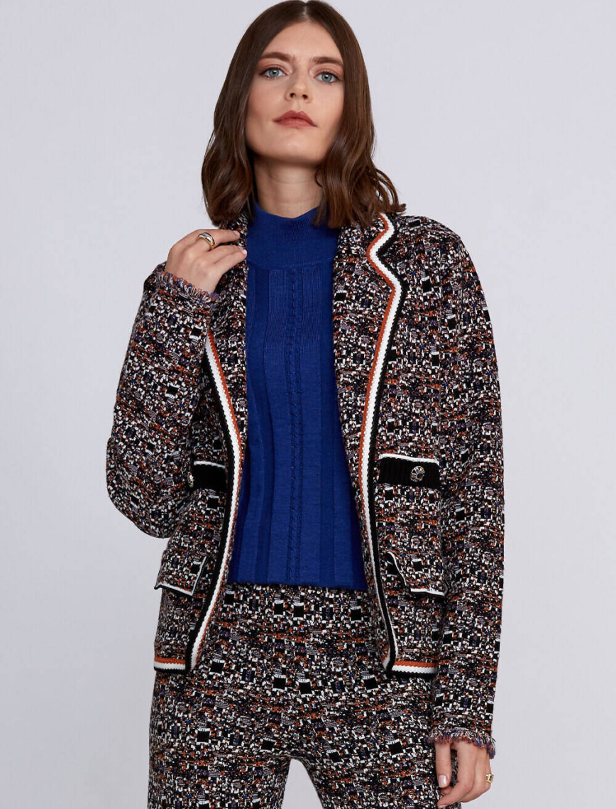 Knitss Jakar Desenli Taşlı Düğmeli Triko Ceket Knitss Jakar Desenli Taşlı Düğmeli Triko Ceket