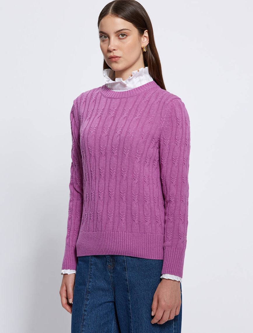 Knitss Kaşmir Karışımlı Saç Örgü Leylak Rengi Triko Knitss Kaşmir Karışımlı Saç Örgü Leylak Rengi Triko