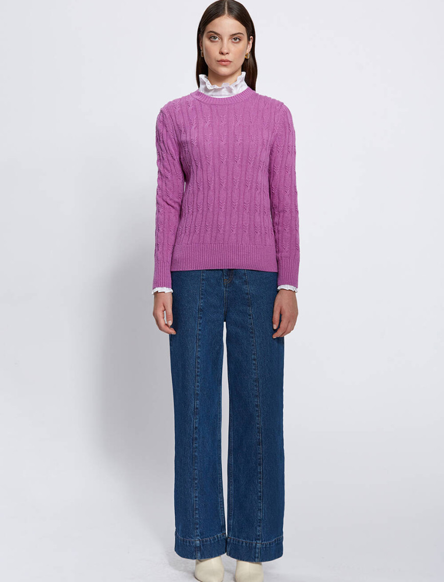 Knitss Kaşmir Karışımlı Saç Örgü Leylak Rengi Triko Knitss Kaşmir Karışımlı Saç Örgü Leylak Rengi Triko