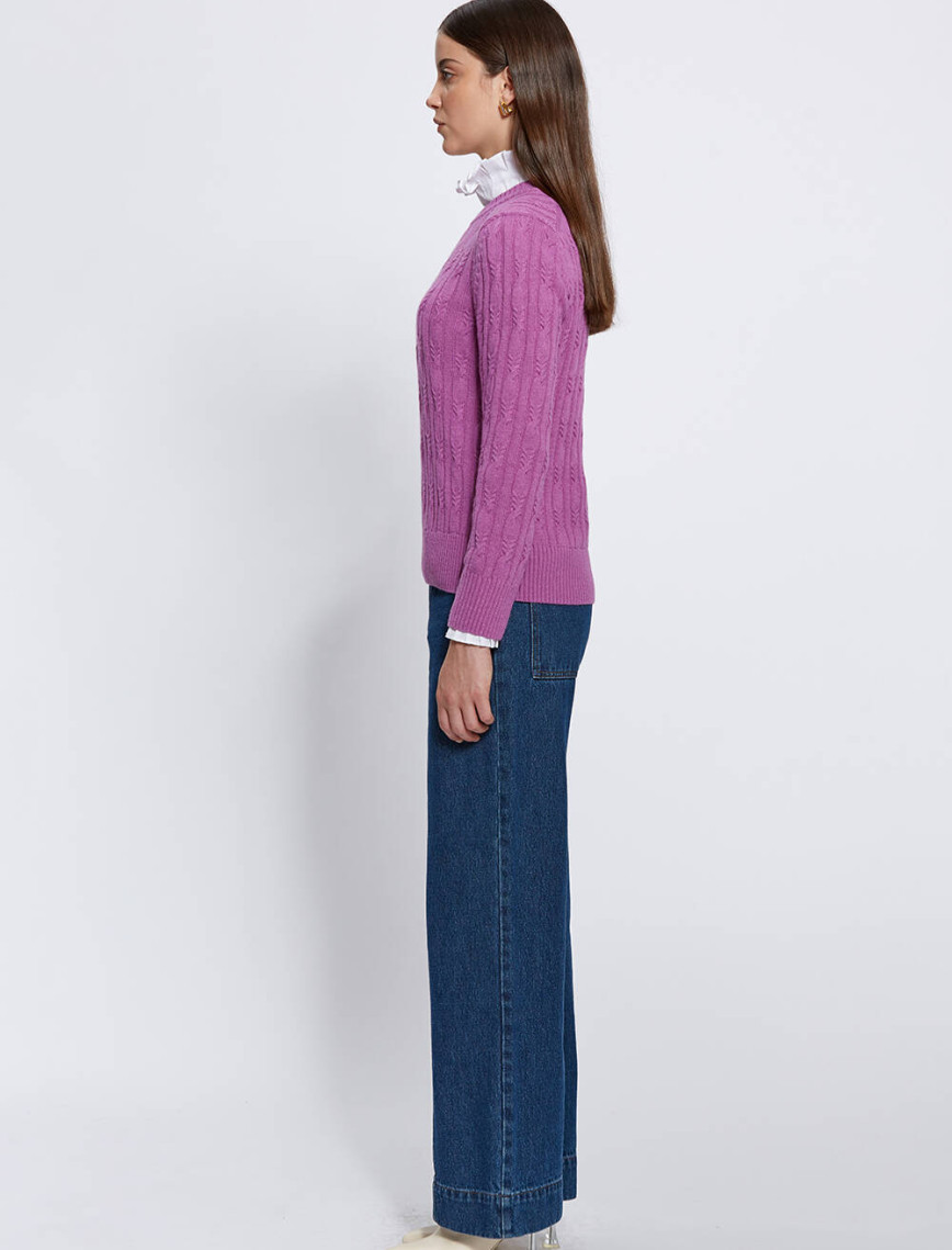 Knitss Kaşmir Karışımlı Saç Örgü Leylak Rengi Triko Knitss Kaşmir Karışımlı Saç Örgü Leylak Rengi Triko