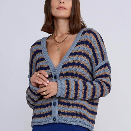 Knitss Organik Pamuk Karışımlı Mavi Camel Triko Hırka Knitss Organik Pamuk Karışımlı Mavi Camel Triko Hırka