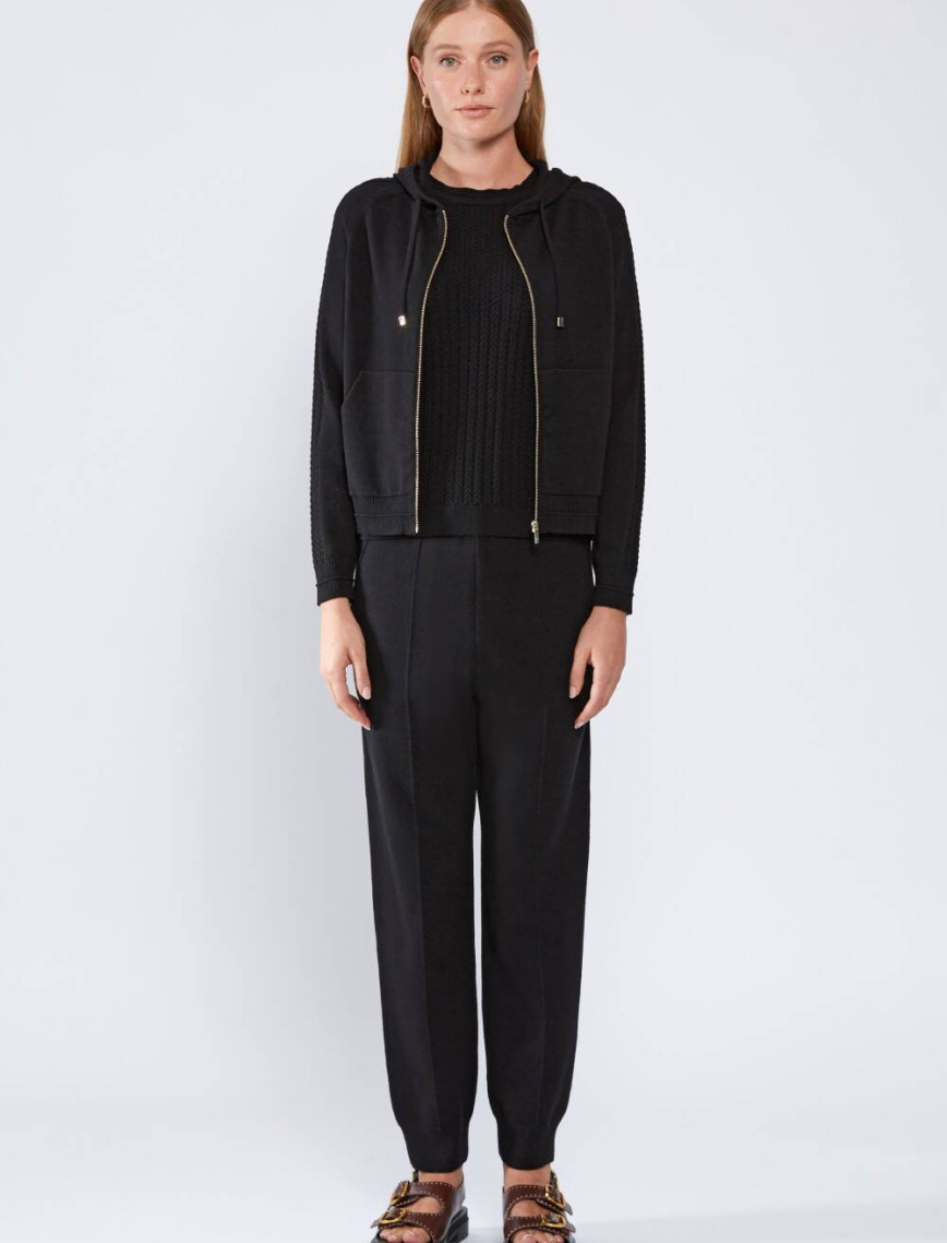 Knitss Kapüşonlu Siyah Triko Hırka Knitss Kapüşonlu Siyah Triko Hırka