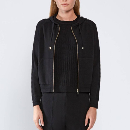 Knitss Kapüşonlu Siyah Triko Hırka