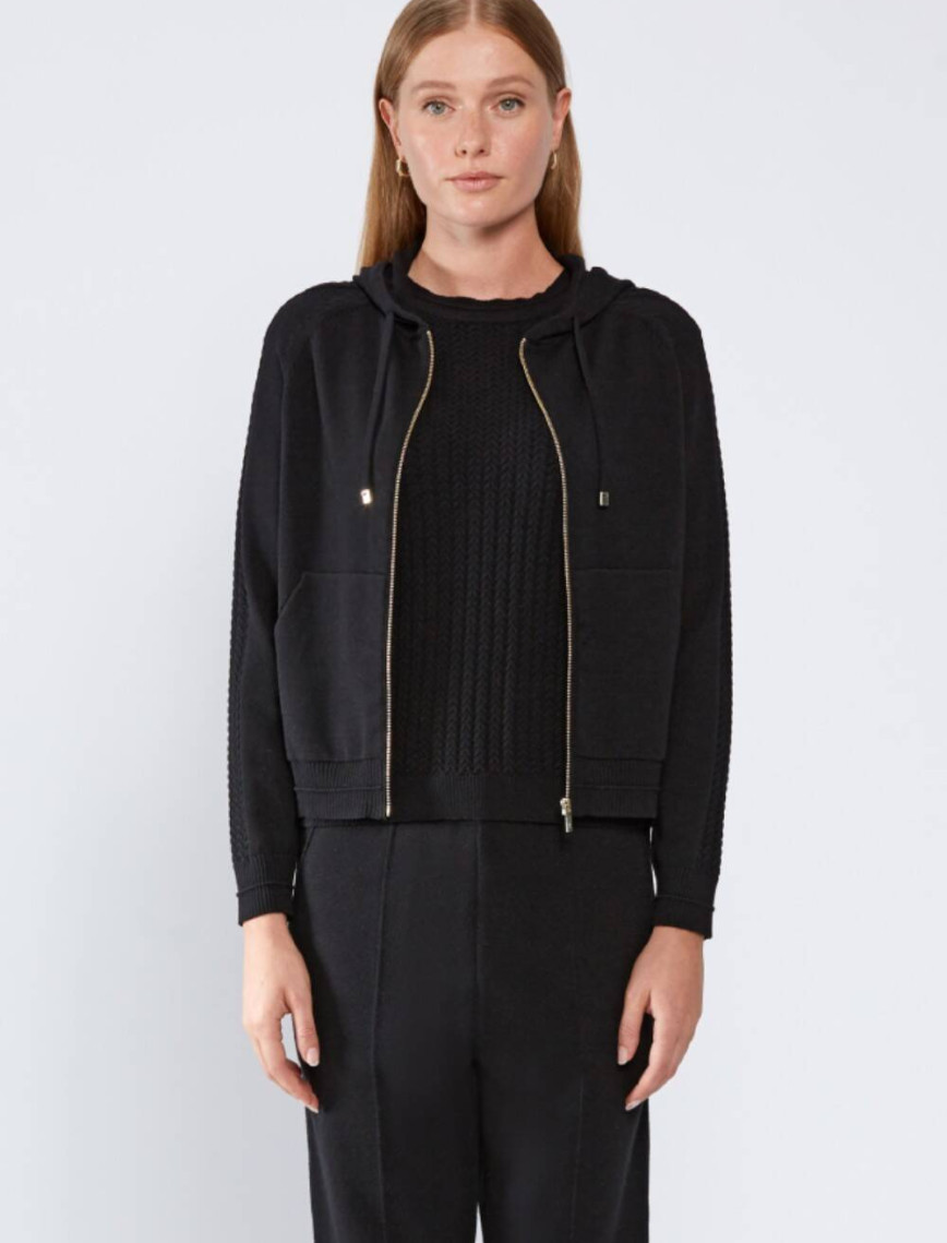 Knitss Kapüşonlu Siyah Triko Hırka Knitss Kapüşonlu Siyah Triko Hırka