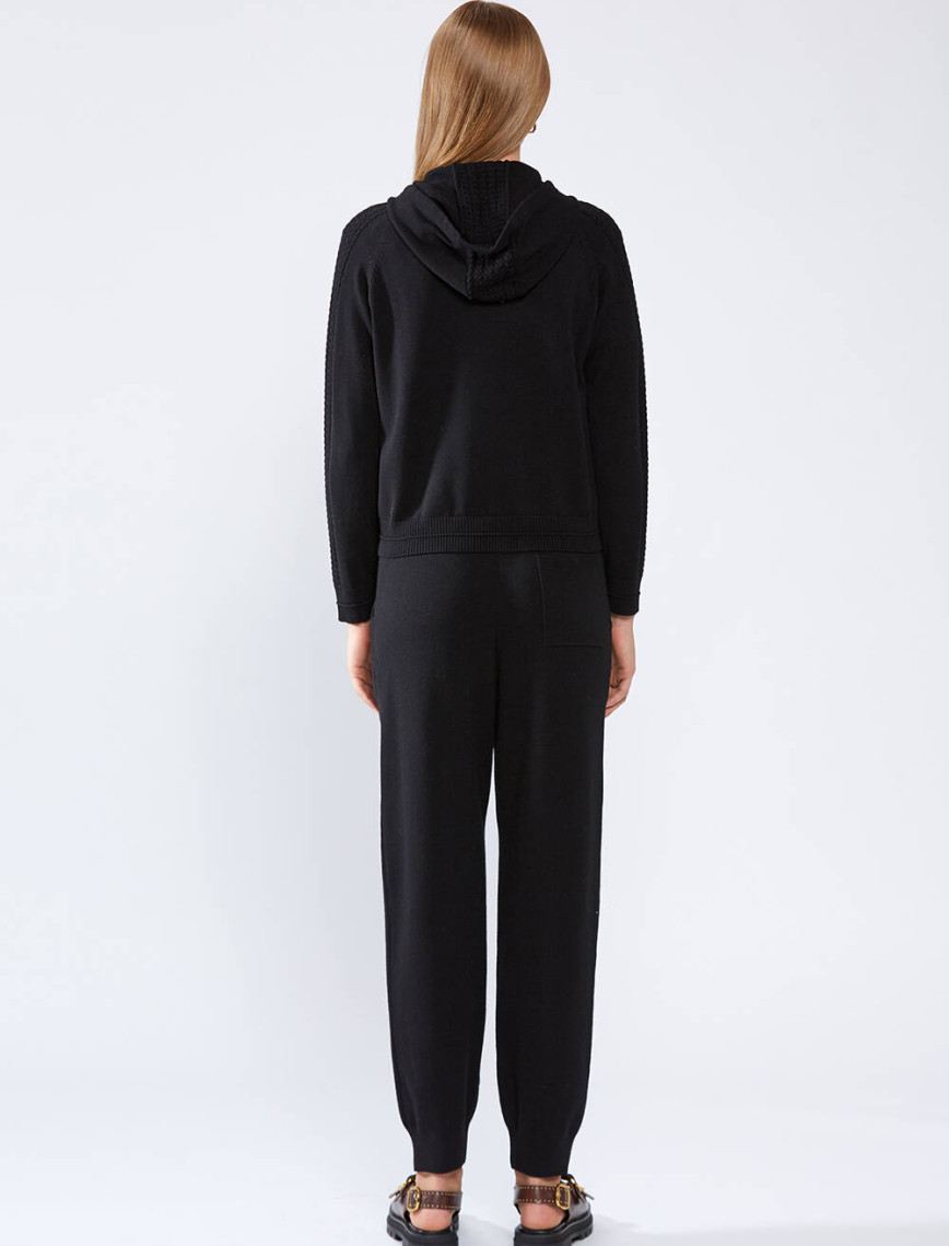 Knitss Kapüşonlu Siyah Triko Hırka Knitss Kapüşonlu Siyah Triko Hırka