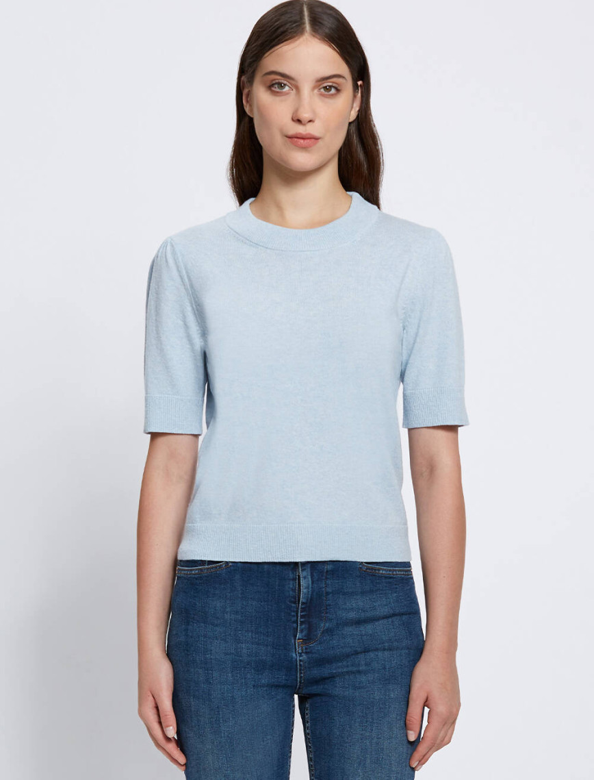 Knitss Kaşmir Karışımlı Buz Mavisi Triko Üst