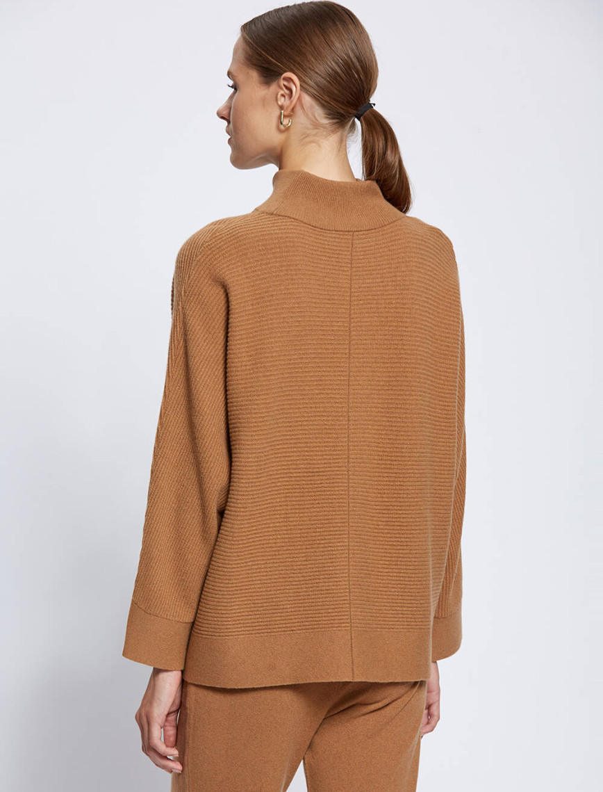 Knitss Oversıze Dik Yaka Camel Kaşmir Triko Knitss Oversıze Dik Yaka Camel Kaşmir Triko