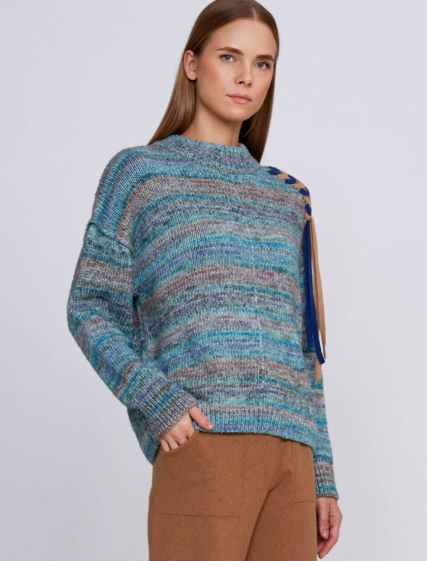 Knitss Organik Pamuk Yün Karışımlı Mavi Triko Knitss Organik Pamuk Yün Karışımlı Mavi Triko