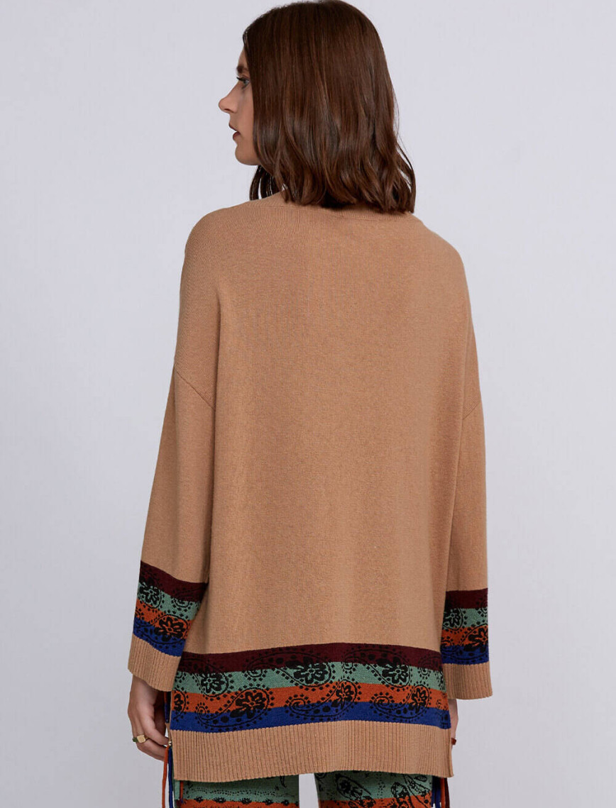 Knitss Kaşmir Yün Karışımlı V Yaka Camel Triko Tunik Knitss Kaşmir Yün Karışımlı V Yaka Camel Triko Tunik