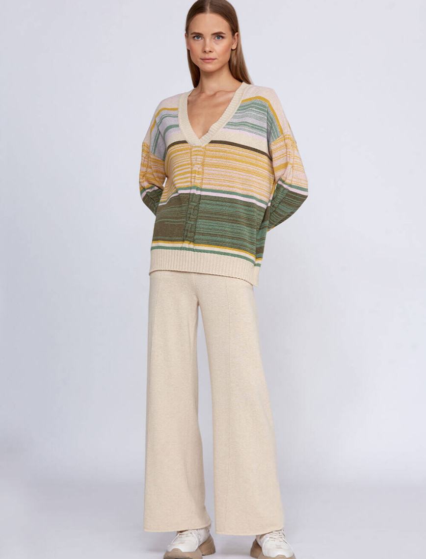 Knitss Kaşmir Karışımlı Çizgi Desenli Triko Knitss Kaşmir Karışımlı Çizgi Desenli Triko