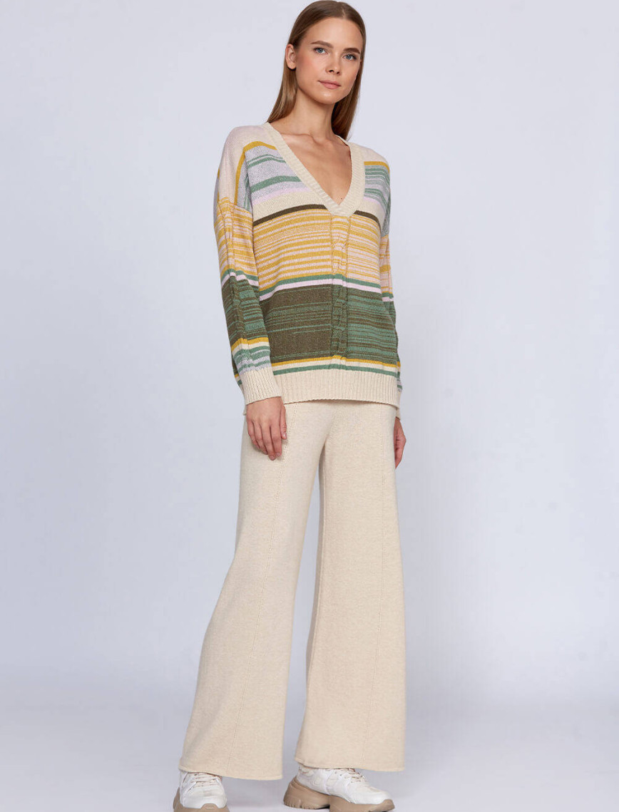 Knitss Kaşmir Karışımlı Çizgi Desenli Triko Knitss Kaşmir Karışımlı Çizgi Desenli Triko