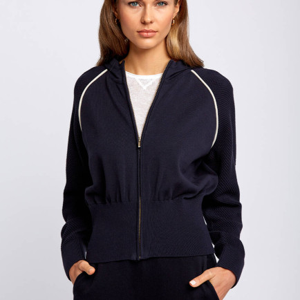 Knitss Organik Pamuk Kontrast Detaylı Lacivert Triko Ceket Knitss Organik Pamuk Kontrast Detaylı Lacivert Triko Ceket