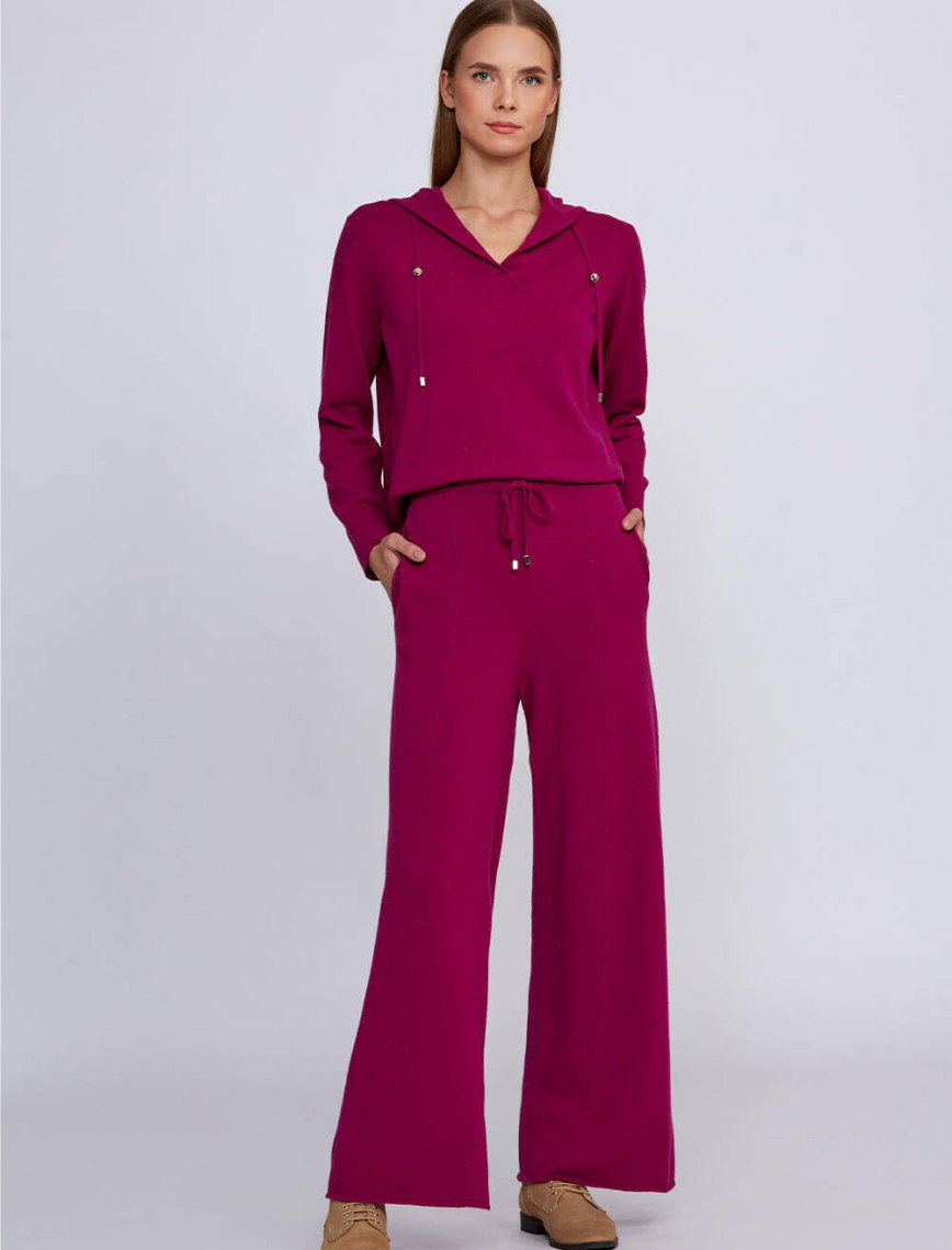 Knitss Kaşmir Karışımlı Bağcıklı Pembe Triko Pantolon Knitss Kaşmir Karışımlı Bağcıklı Pembe Triko Pantolon