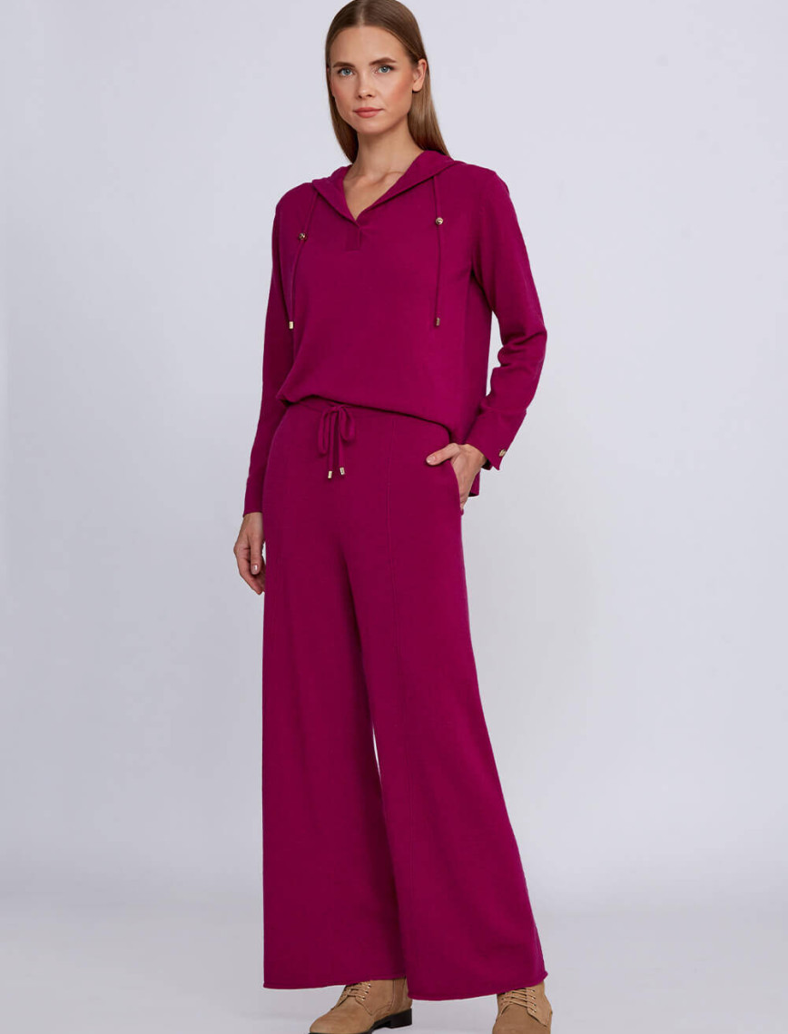 Knitss Kaşmir Karışımlı Bağcıklı Pembe Triko Pantolon Knitss Kaşmir Karışımlı Bağcıklı Pembe Triko Pantolon