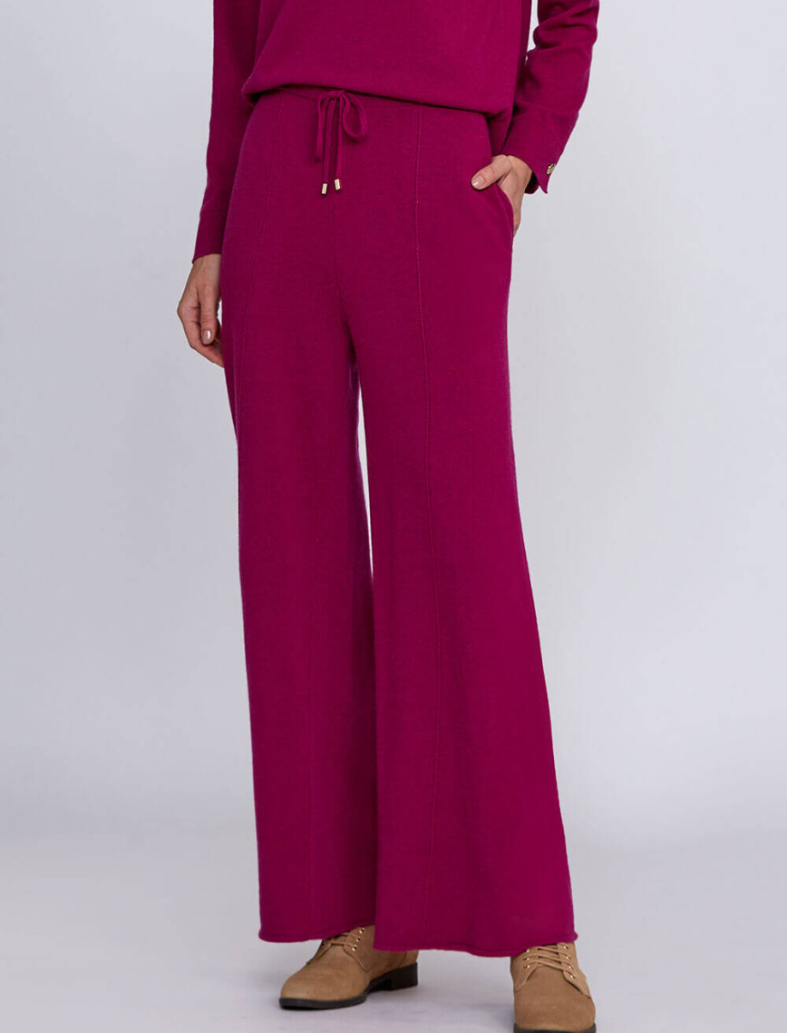 Knitss Kaşmir Karışımlı Bağcıklı Pembe Triko Pantolon Knitss Kaşmir Karışımlı Bağcıklı Pembe Triko Pantolon
