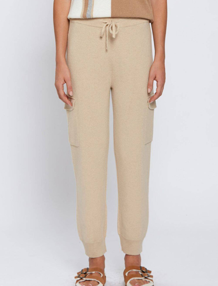 Knitss Kaşmir Karışımlı Bej Triko Kargo Pantolon Knitss Kaşmir Karışımlı Bej Triko Kargo Pantolon