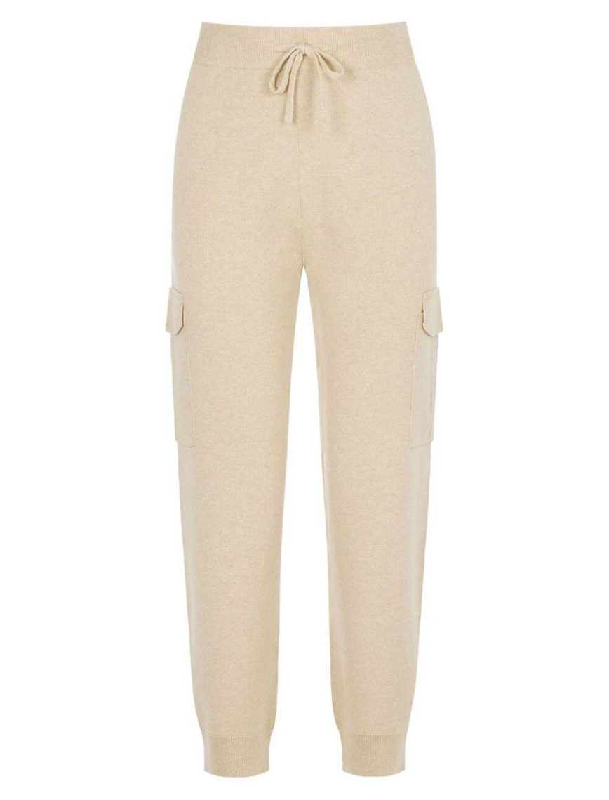 Knitss Kaşmir Karışımlı Bej Triko Kargo Pantolon Knitss Kaşmir Karışımlı Bej Triko Kargo Pantolon