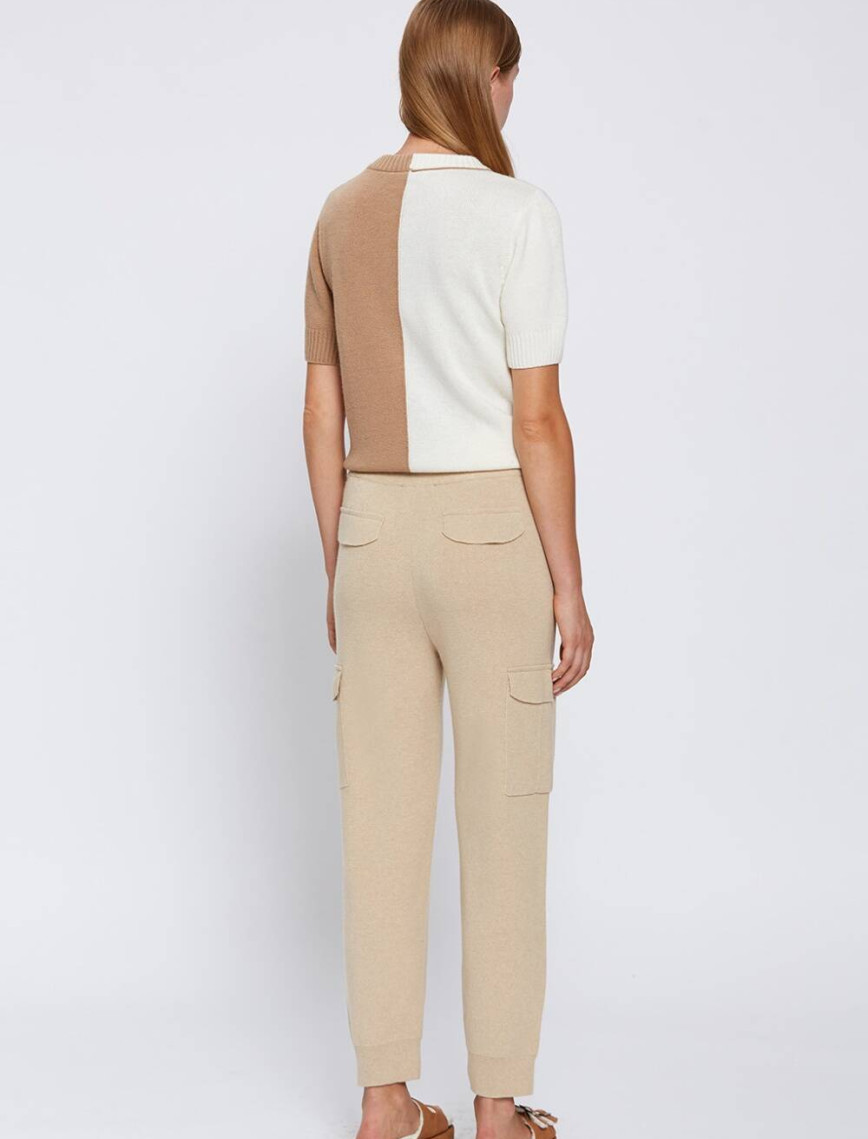 Knitss Kaşmir Karışımlı Bej Triko Kargo Pantolon Knitss Kaşmir Karışımlı Bej Triko Kargo Pantolon