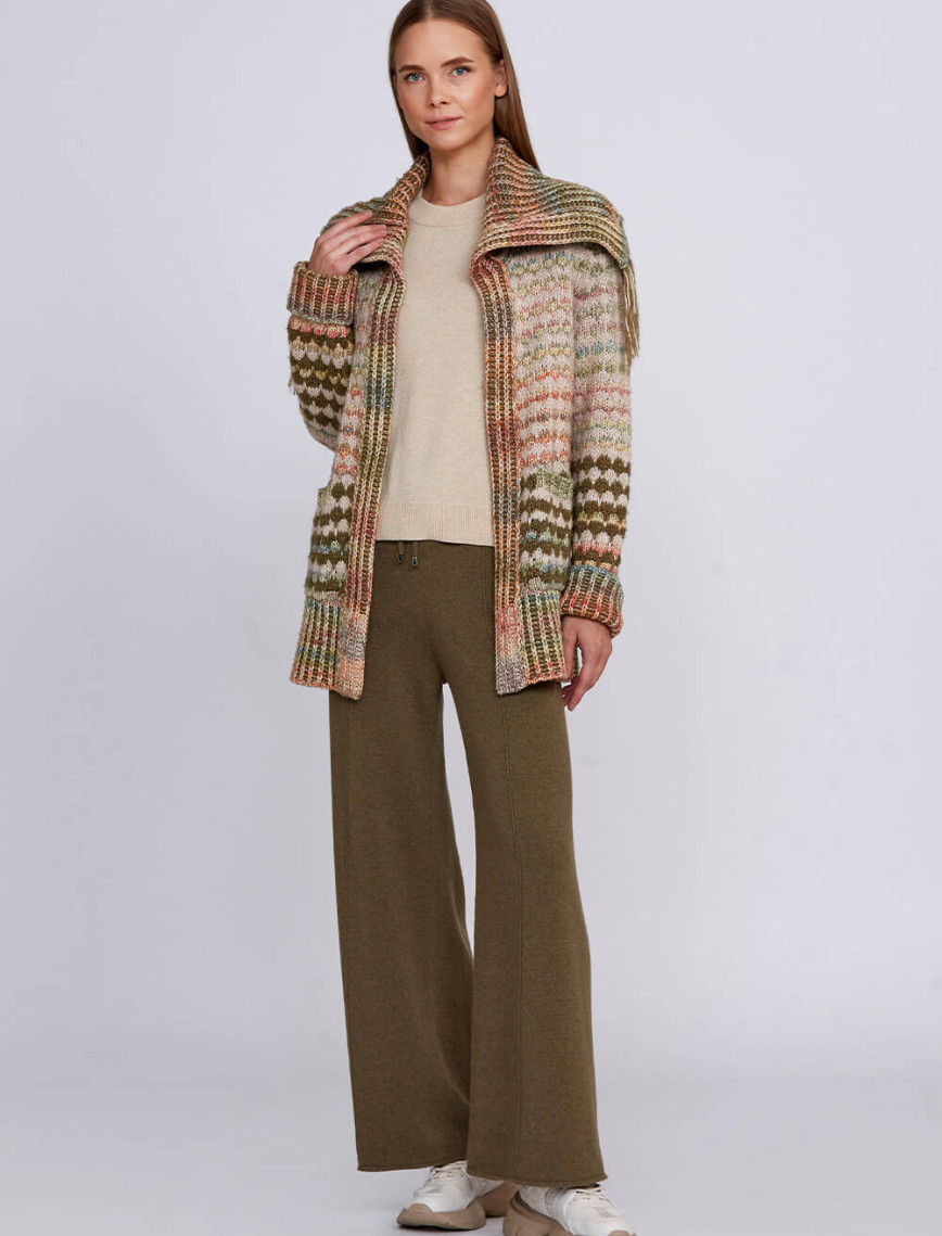 Knitss Organik Pamuk Yün Karışımlı Çok Renkli Triko Hırka Knitss Organik Pamuk Yün Karışımlı Çok Renkli Triko Hırka