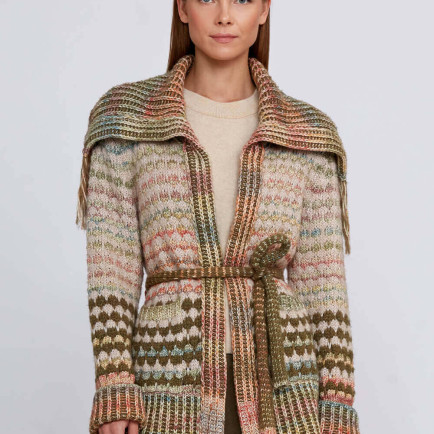 Knitss Organik Pamuk Yün Karışımlı Çok Renkli Triko Hırka