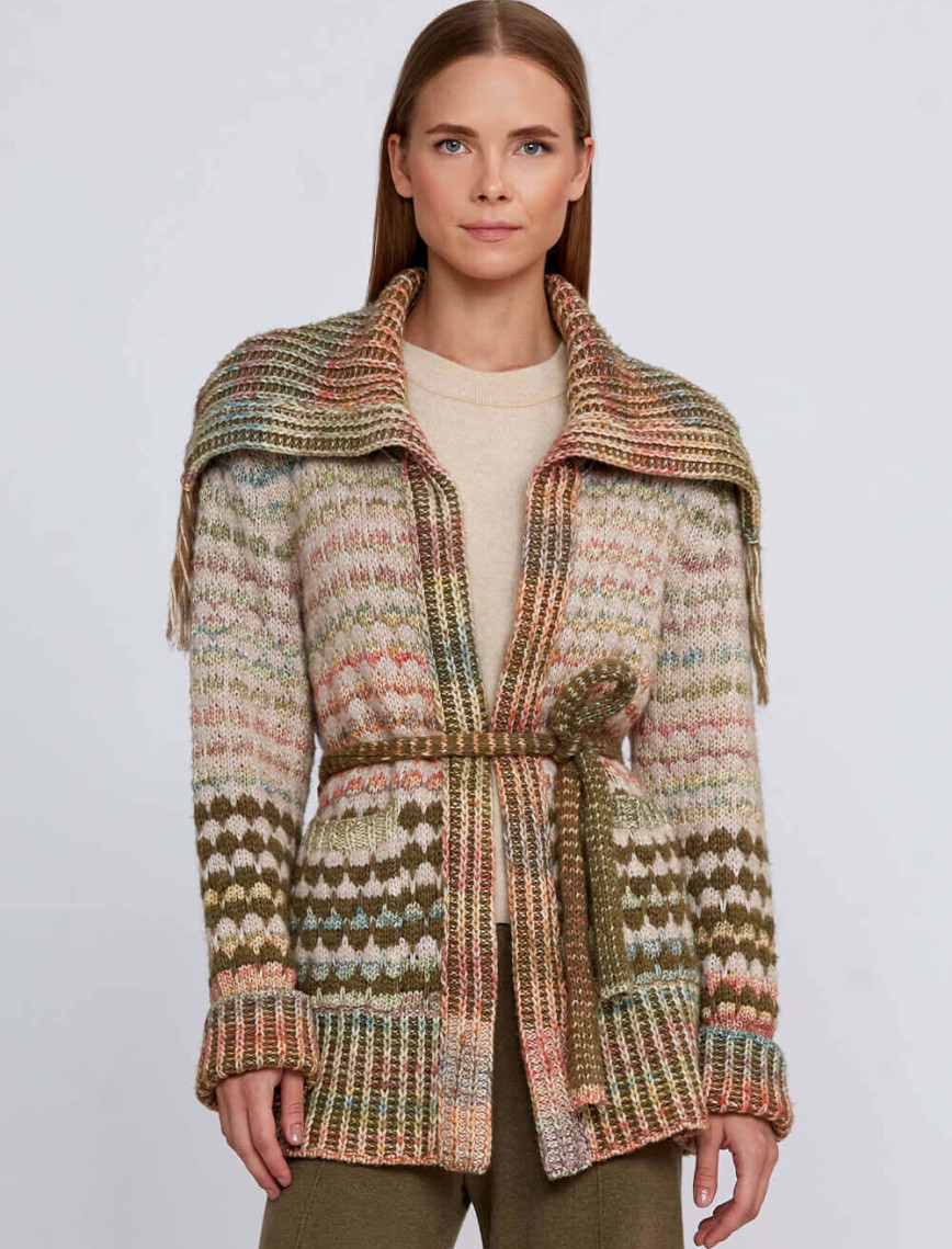 Knitss Organik Pamuk Yün Karışımlı Çok Renkli Triko Hırka Knitss Organik Pamuk Yün Karışımlı Çok Renkli Triko Hırka