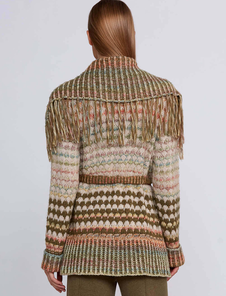 Knitss Organik Pamuk Yün Karışımlı Çok Renkli Triko Hırka Knitss Organik Pamuk Yün Karışımlı Çok Renkli Triko Hırka