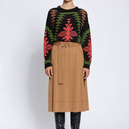 Knitss Kemer Detaylı Merino Yün Camel Triko Etek Knitss Kemer Detaylı Merino Yün Camel Triko Etek