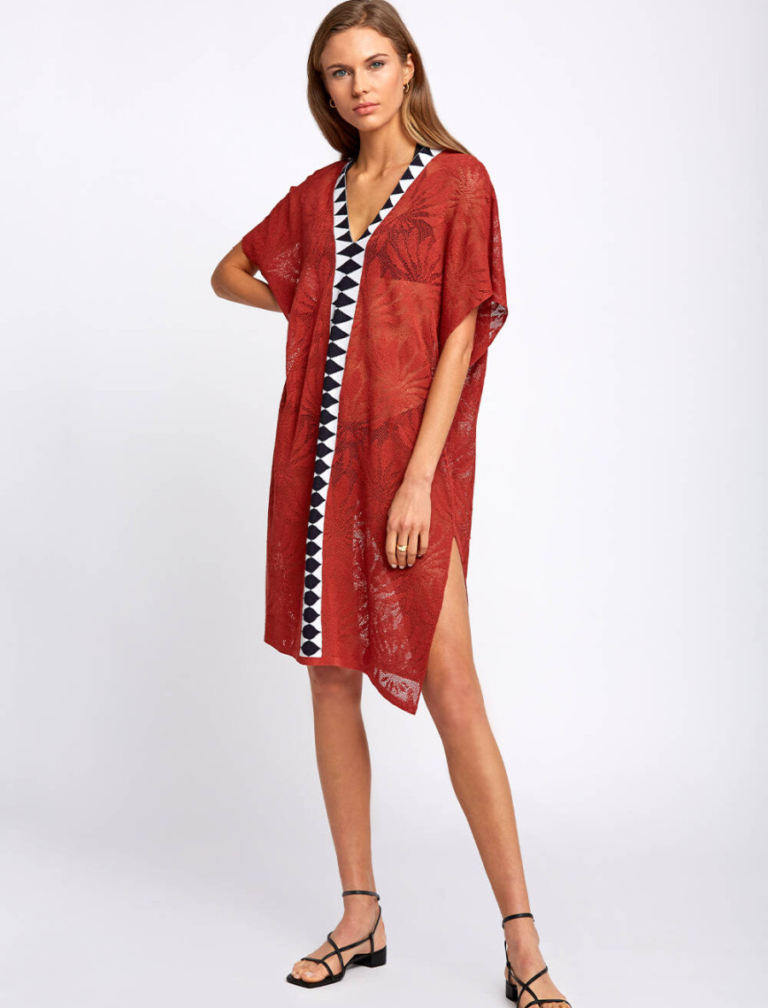 Knitss Keten Karışımlı Desenli Tarçın Rengi Triko Tunik Knitss Keten Karışımlı Desenli Tarçın Rengi Triko Tunik