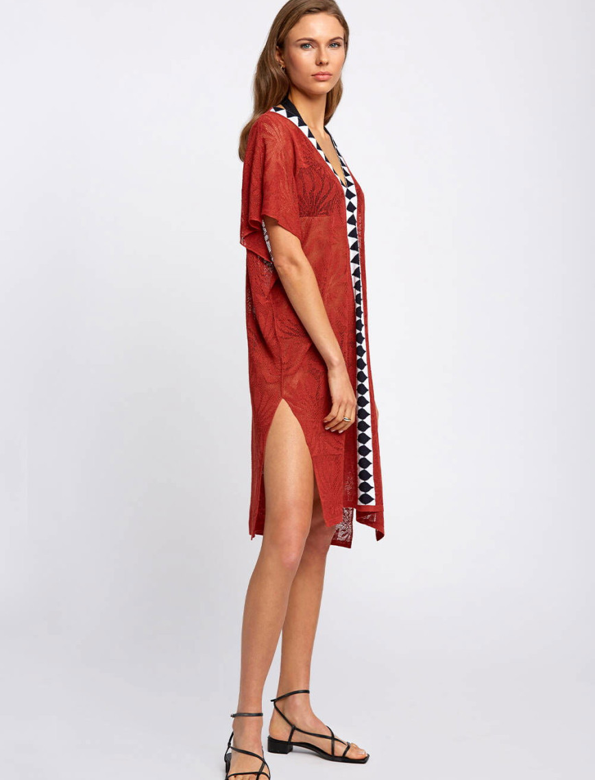 Knitss Keten Karışımlı Desenli Tarçın Rengi Triko Tunik Knitss Keten Karışımlı Desenli Tarçın Rengi Triko Tunik