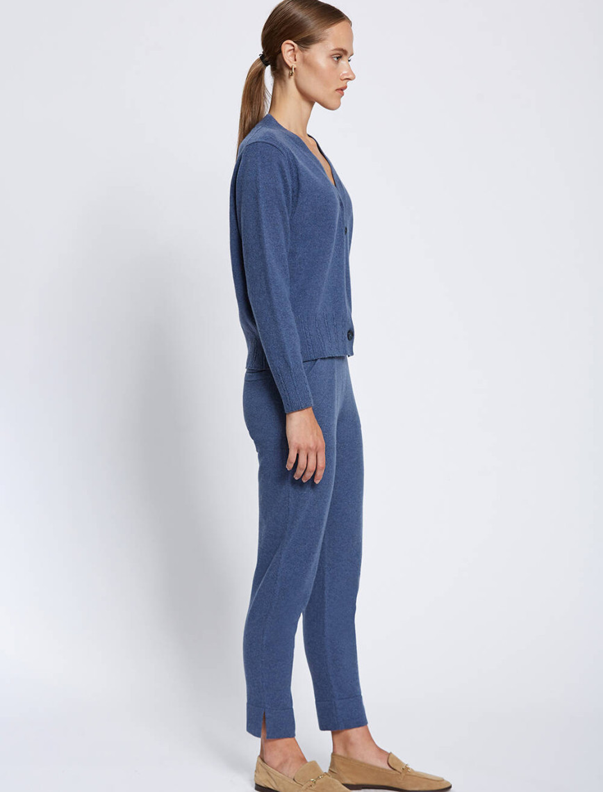 Knitss Saç Örgü Detaylı Mavi Kaşmir Triko Hırka Knitss Saç Örgü Detaylı Mavi Kaşmir Triko Hırka