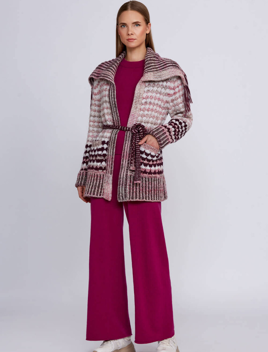 Knitss Organik Pamuk Yün Karışımlı Pembe Triko Hırka Knitss Organik Pamuk Yün Karışımlı Pembe Triko Hırka