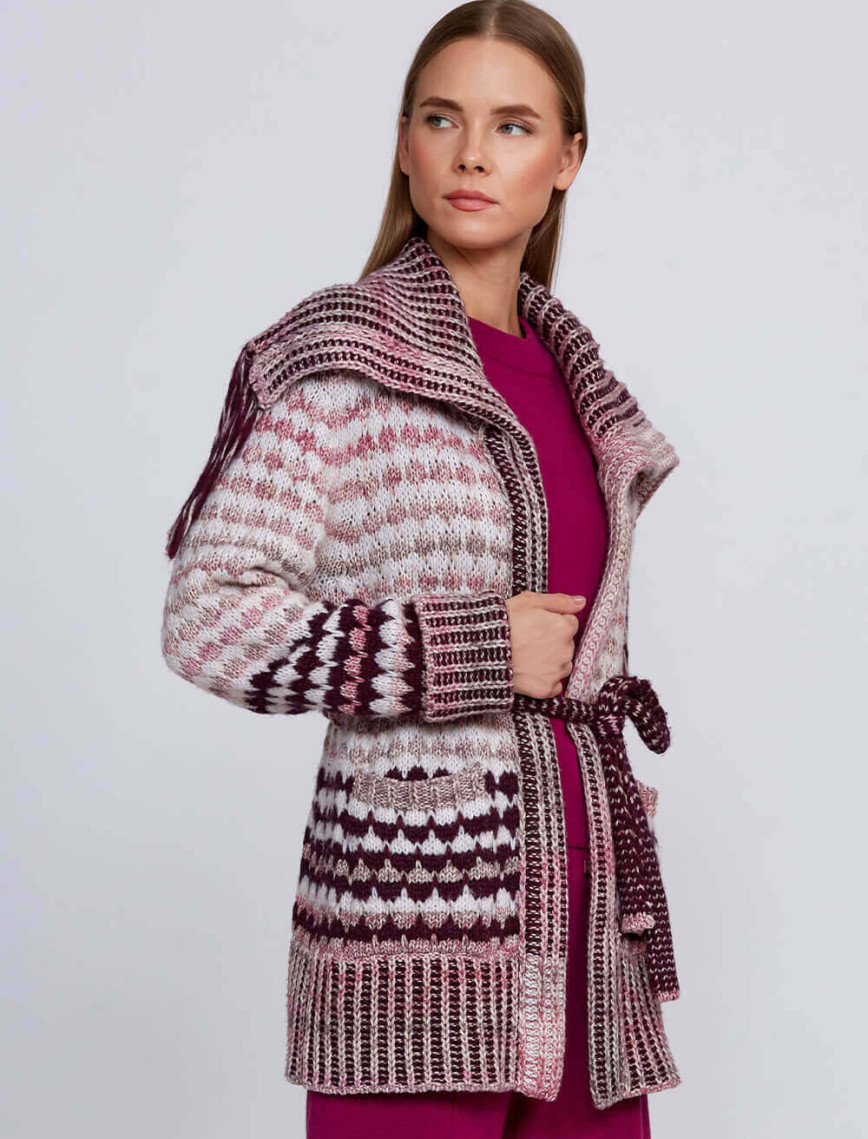 Knitss Organik Pamuk Yün Karışımlı Pembe Triko Hırka Knitss Organik Pamuk Yün Karışımlı Pembe Triko Hırka