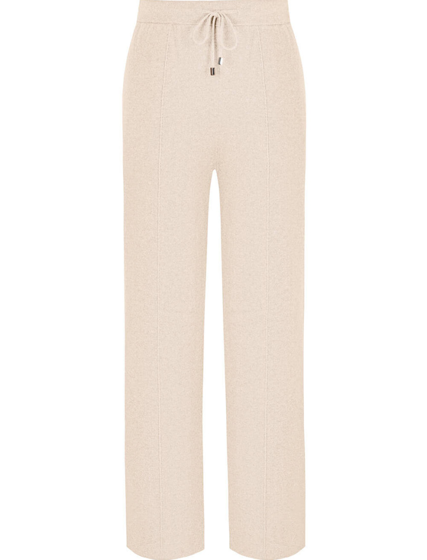 Knitss Kaşmir Karışımlı Bağcıklı Bej Triko Pantolon Knitss Kaşmir Karışımlı Bağcıklı Bej Triko Pantolon