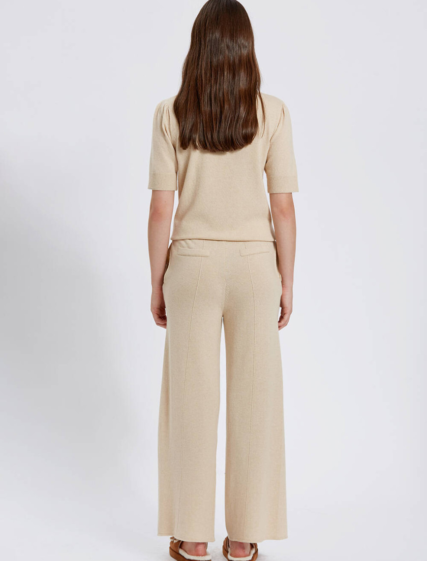 Knitss Kaşmir Karışımlı Bağcıklı Bej Triko Pantolon Knitss Kaşmir Karışımlı Bağcıklı Bej Triko Pantolon