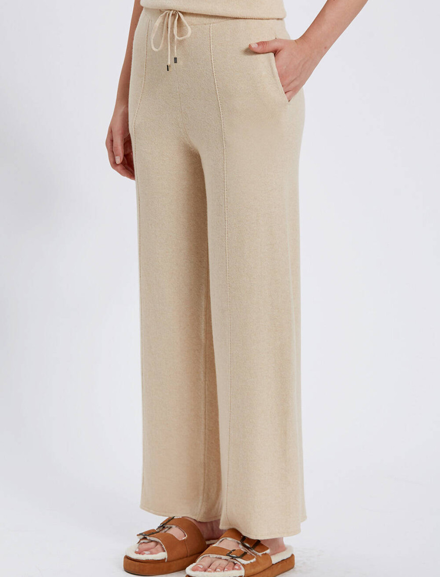 Knitss Kaşmir Karışımlı Bağcıklı Bej Triko Pantolon Knitss Kaşmir Karışımlı Bağcıklı Bej Triko Pantolon