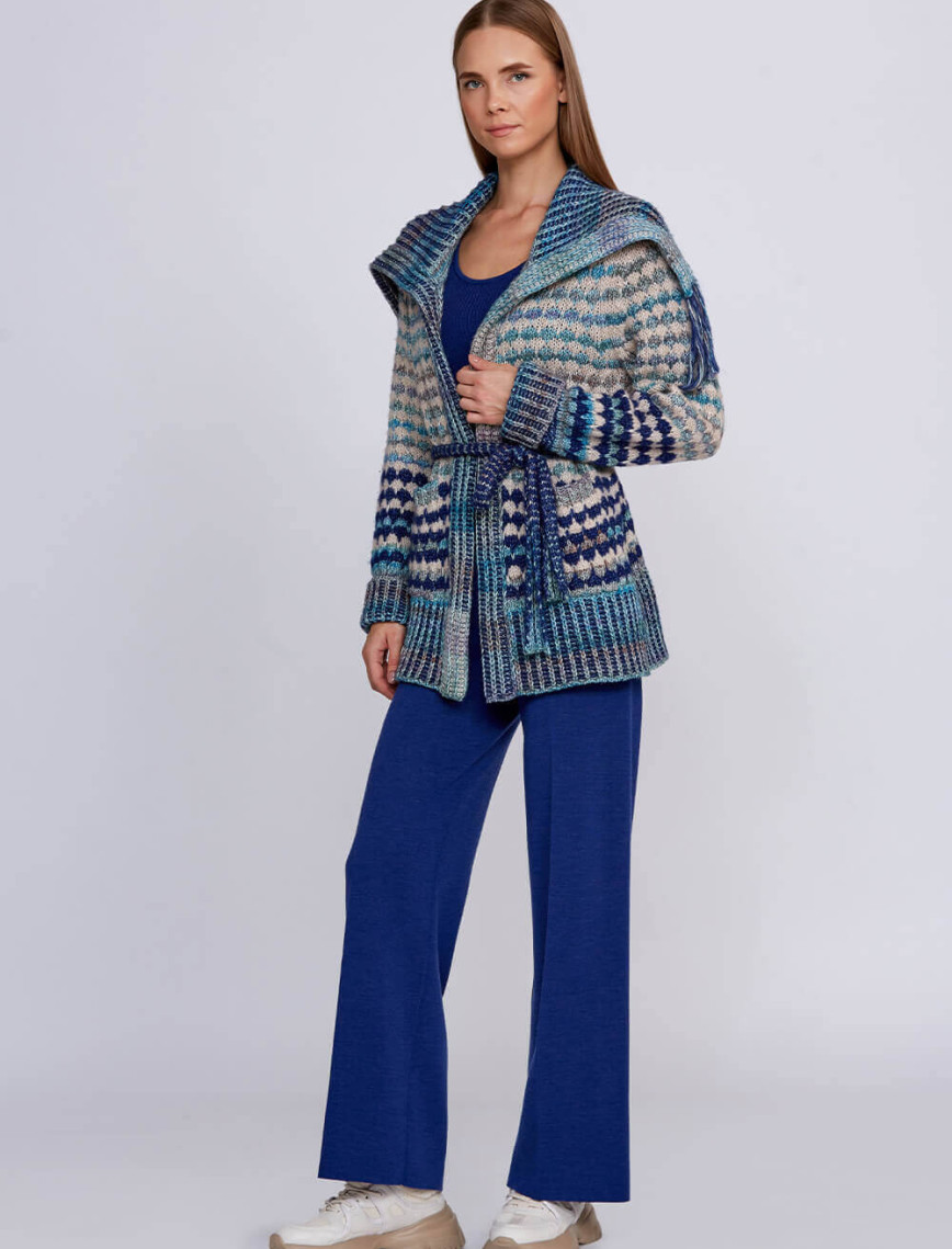 Knitss Organik Pamuk Yün Karışımlı Mavi Triko Hırka Knitss Organik Pamuk Yün Karışımlı Mavi Triko Hırka