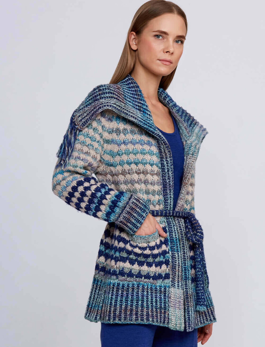 Knitss Organik Pamuk Yün Karışımlı Mavi Triko Hırka Knitss Organik Pamuk Yün Karışımlı Mavi Triko Hırka