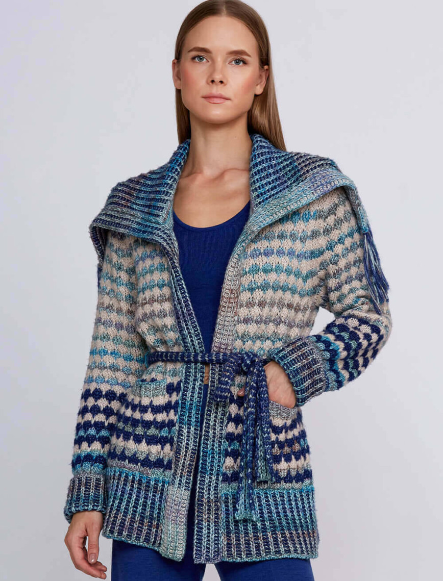 Knitss Organik Pamuk Yün Karışımlı Mavi Triko Hırka Knitss Organik Pamuk Yün Karışımlı Mavi Triko Hırka