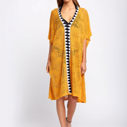 Knitss Keten Karışımlı Desenli Turuncu Triko Tunik