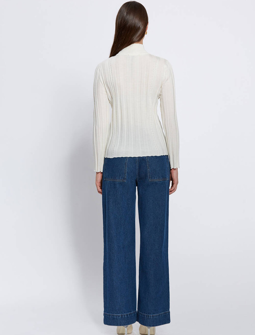 Knitss Uzun Kollu Balıkçı Yaka Merino Yün Ekru Triko Knitss Uzun Kollu Balıkçı Yaka Merino Yün Ekru Triko