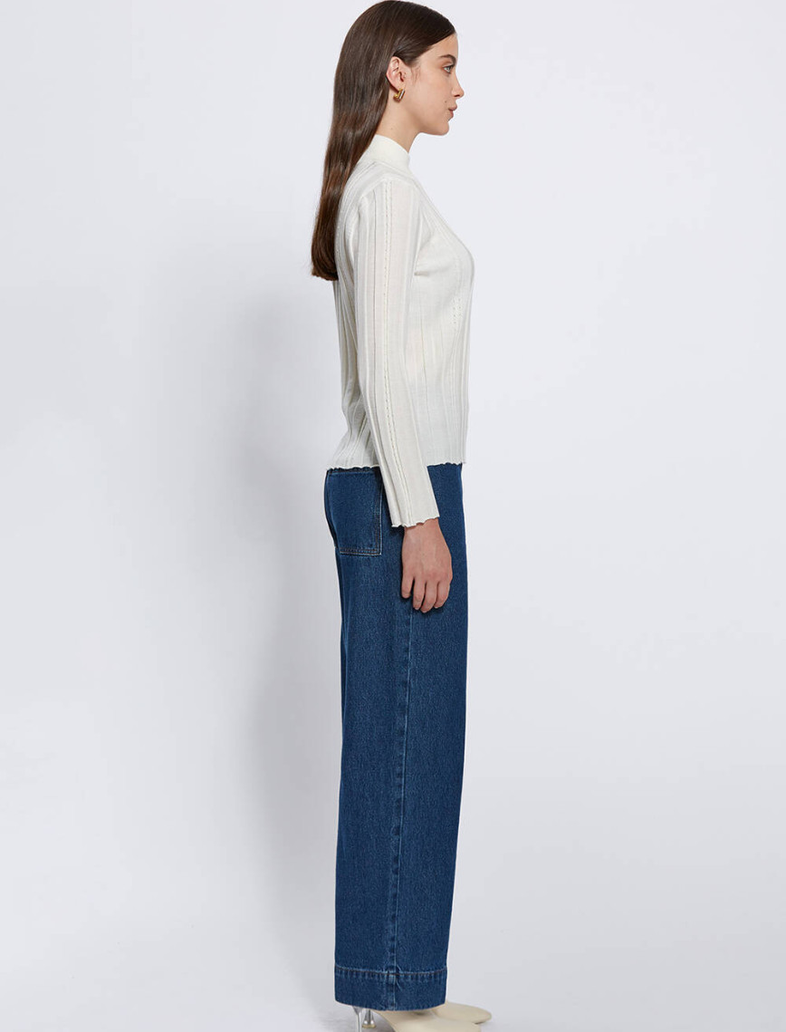 Knitss Uzun Kollu Balıkçı Yaka Merino Yün Ekru Triko Knitss Uzun Kollu Balıkçı Yaka Merino Yün Ekru Triko