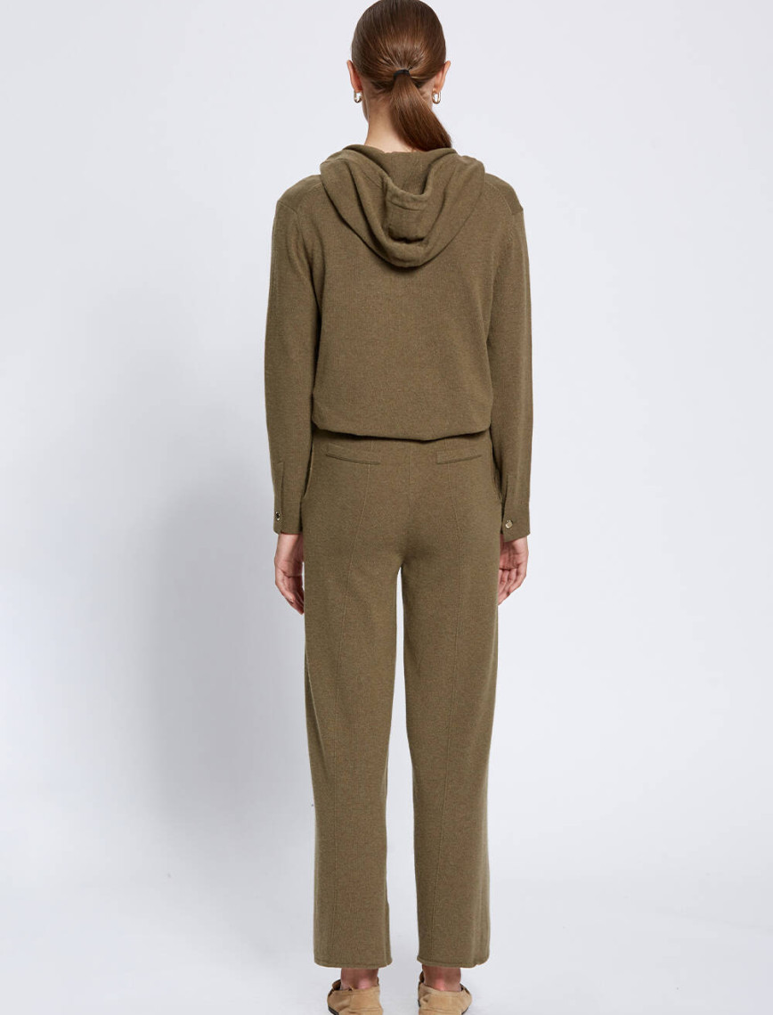 Knitss Kaşmir Karışımlı Bağcıklı Haki Triko Pantolon Knitss Kaşmir Karışımlı Bağcıklı Haki Triko Pantolon