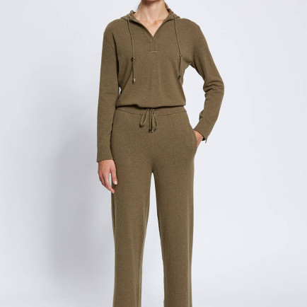 Knitss Kaşmir Karışımlı Bağcıklı Haki Triko Pantolon