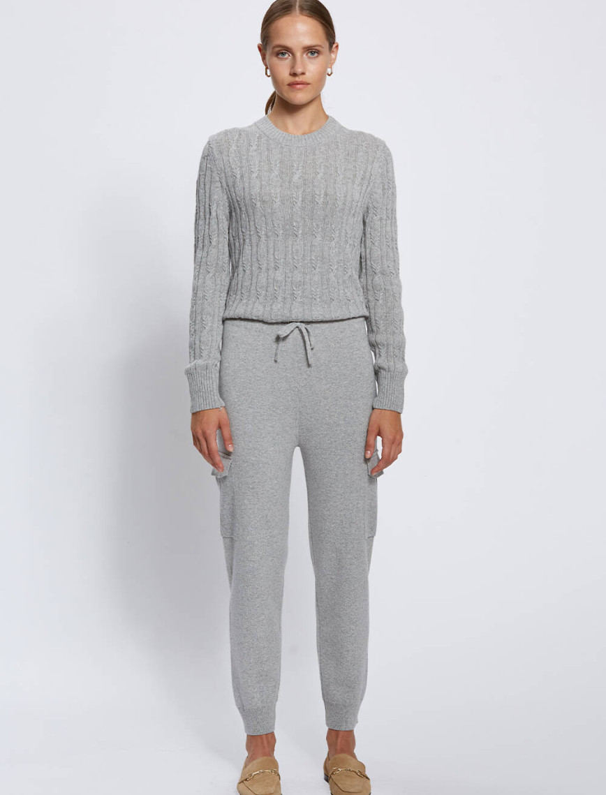 Knitss Kaşmir Karışımlı Gri Triko Kargo Pantolon Knitss Kaşmir Karışımlı Gri Triko Kargo Pantolon