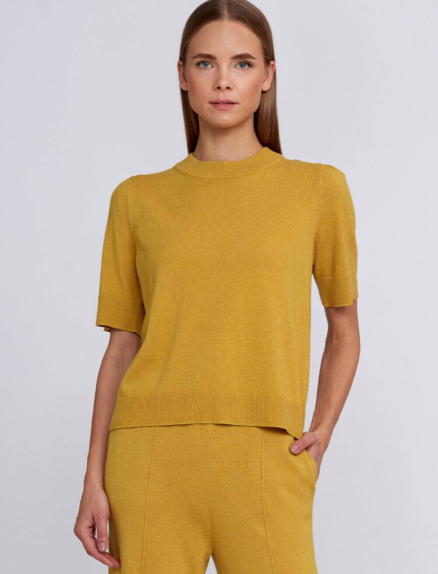 Knitss Kaşmir Karışımlı Hardal Rengi Triko Üst Knitss Kaşmir Karışımlı Hardal Rengi Triko Üst