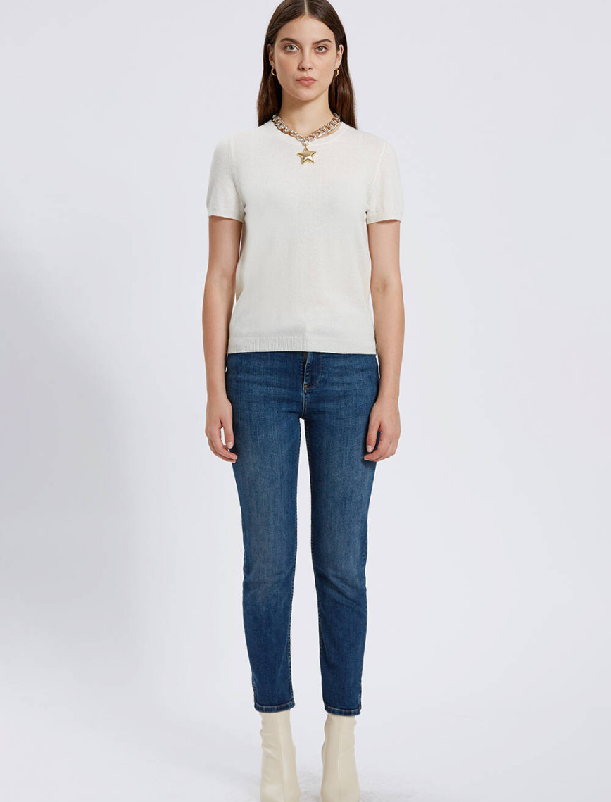 Knitss Kaşmir Karışımlı Ekru Triko Üst Knitss Kaşmir Karışımlı Ekru Triko Üst