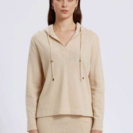 Knitss Kaşmir Karışımlı Kapüşonlu Bej Triko Knitss Kaşmir Karışımlı Kapüşonlu Bej Triko