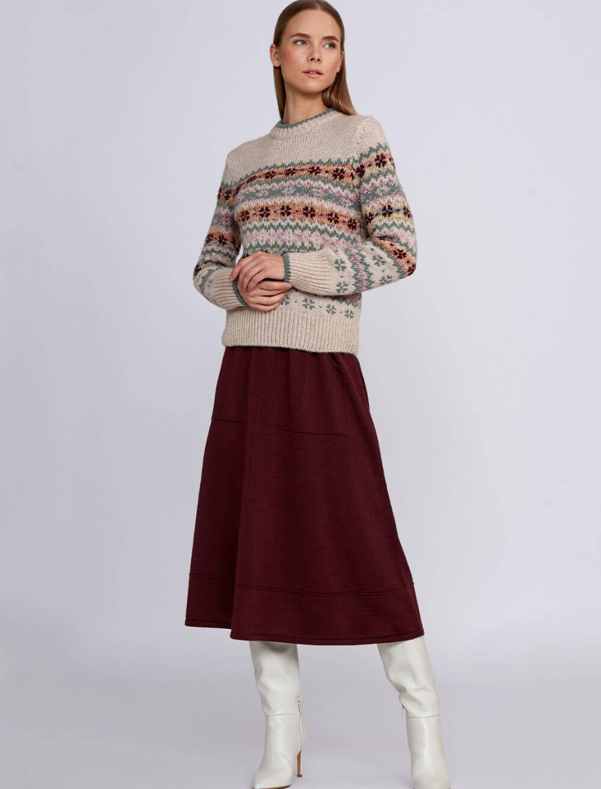 Knitss Kış Desenli Krem Rengi Triko Knitss Kış Desenli Krem Rengi Triko